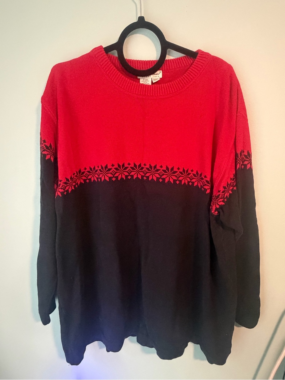 Vintage Eddie Bauer Fair Isle Black and Red Sweater